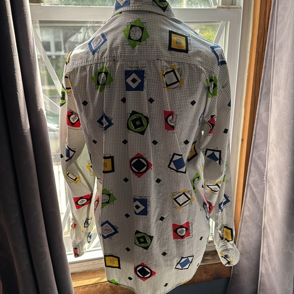 Vtg. Liz Wear long sleeve 100% cotton 80’s 90’s geometric pattern blouse - Picture 6 of 9